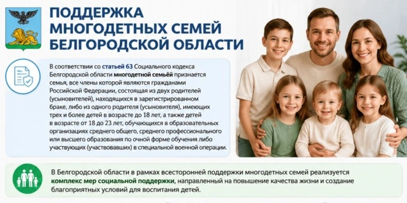 Многодетным семьям Белгородской области напомнили о мерах социальной поддержки